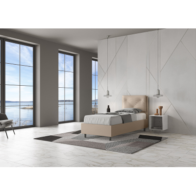Letto singolo senza rete imbottito 80x210 similpelle tortora Appia