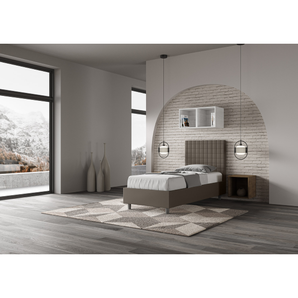 Lit coffre 1 place Sunny 80x190 avec sommier relevable cappuccino