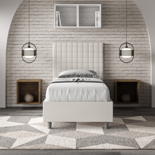 Lit coffre 1 place Sunny 80x210 avec sommier relevable blanc