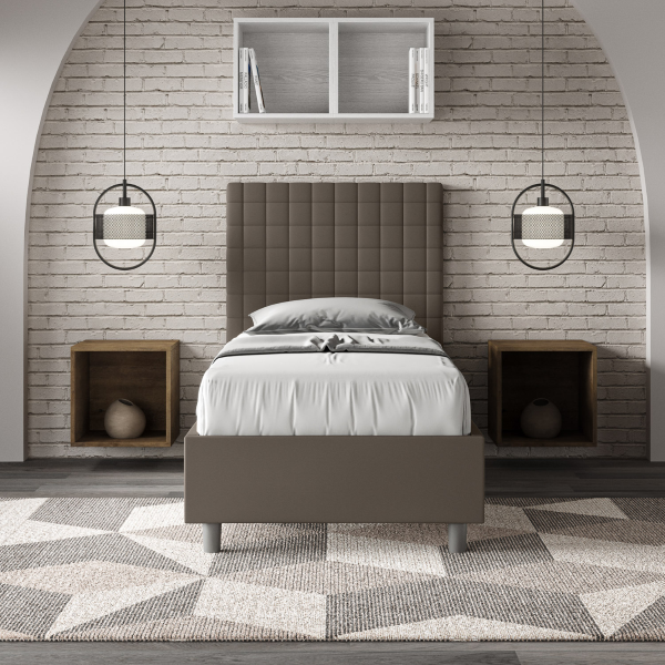 Lit coffre 1 place Sunny 80x210 avec sommier relevable cappuccino