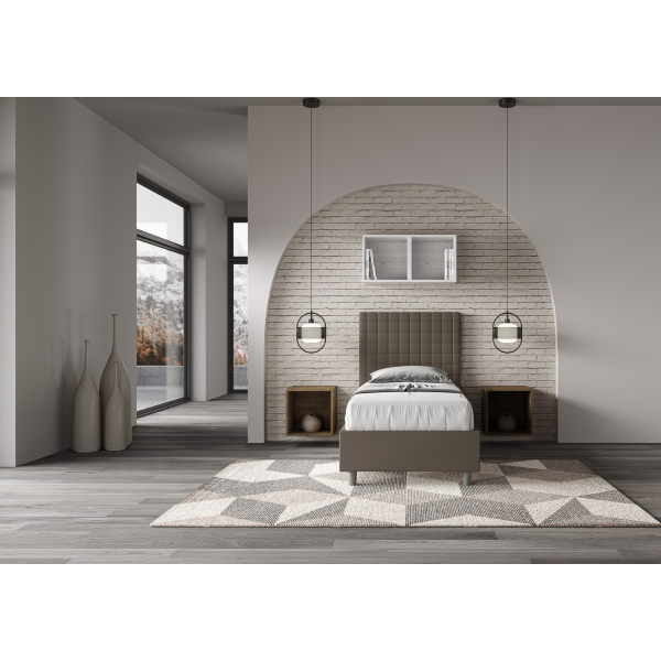 Lit coffre 1 place Sunny 80x210 avec sommier relevable cappuccino