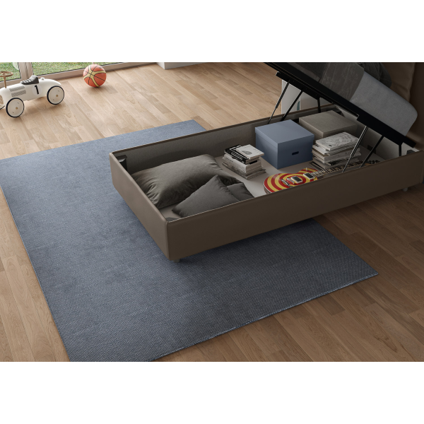 Lit coffre 1 place Sunny 80x210 avec sommier relevable cappuccino