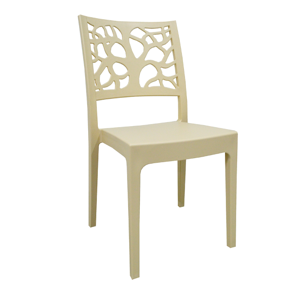 Chaise empilable en polypropylène pour l'intérieur et l'extérieur TETI Beige Set 2
