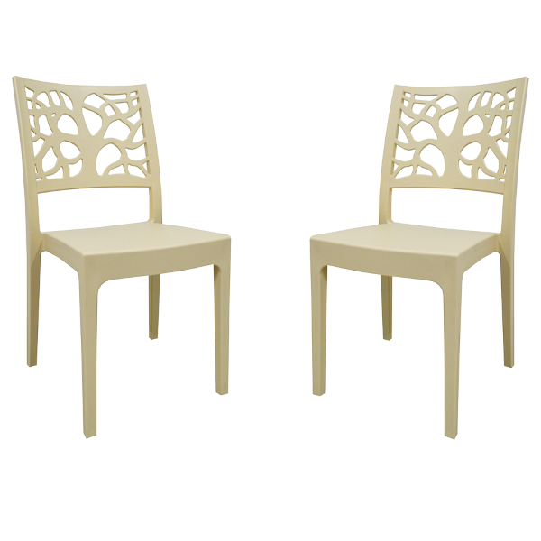 Chaise empilable en polypropylène pour l'intérieur et l'extérieur TETI Beige Set 2