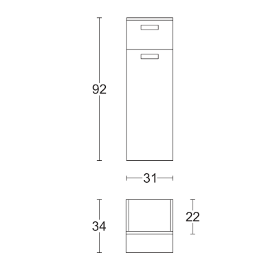 Multi-purpose suspended cabinet 31x34 with door and drawer in White Oak