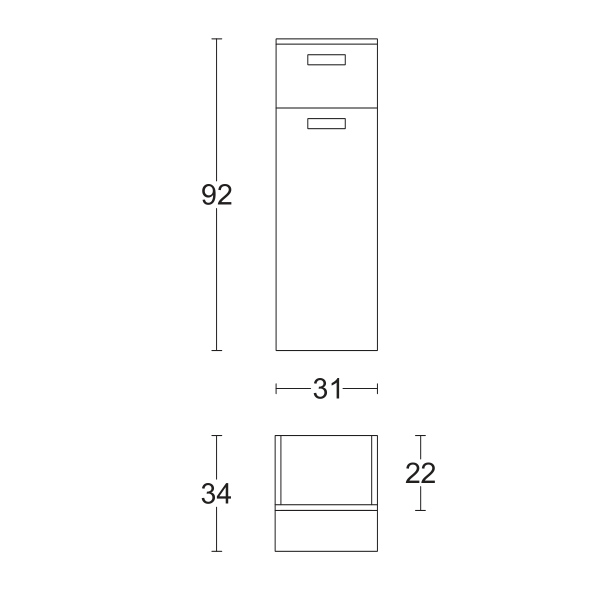 Multi-purpose suspended cabinet 31x34 with door and drawer in White Oak