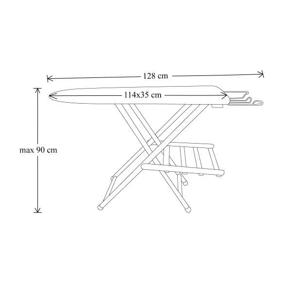Table à repasser Hauteur réglable en 3 positions.Structure en bois