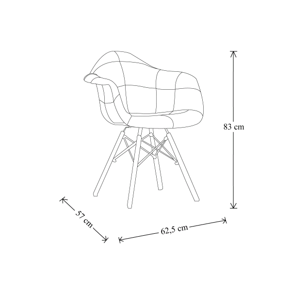 Poltrona sedia in tessuto patchwork marrone imbottita EMILY SET 2 PEZZI