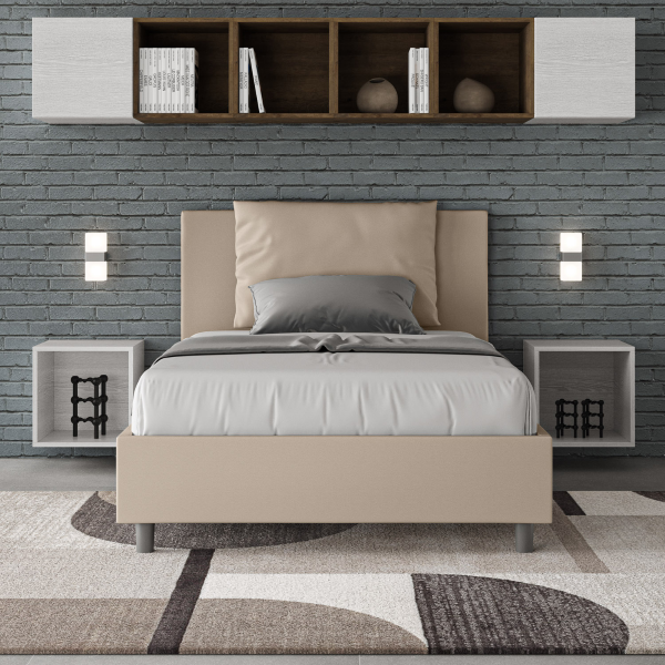 Lit 1 place et demi Antea 120x210 sans sommier taupe