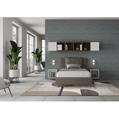 Lit coffre 1 place et demi Antea 120x210 avec sommier relevable cappuccino