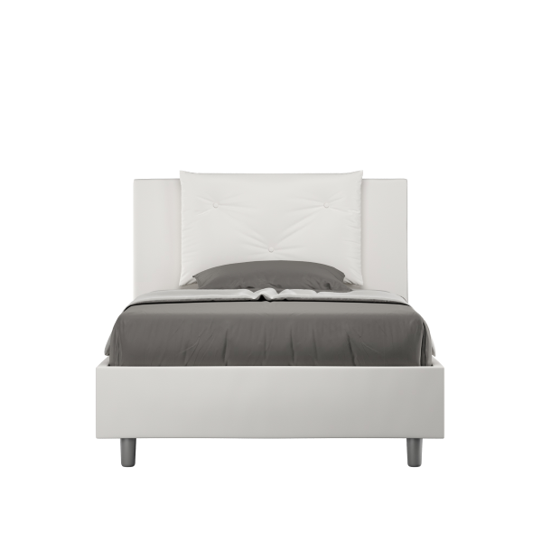 Letto una piazza e mezza con rete imbottito 120x200 similpelle bianco Appia