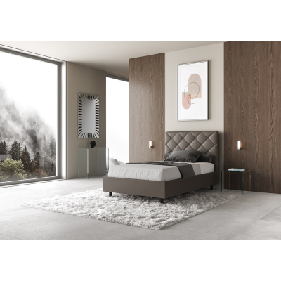 Lit coffre 1 place et demi Priya 120x210 avec sommier relevable cappuccino