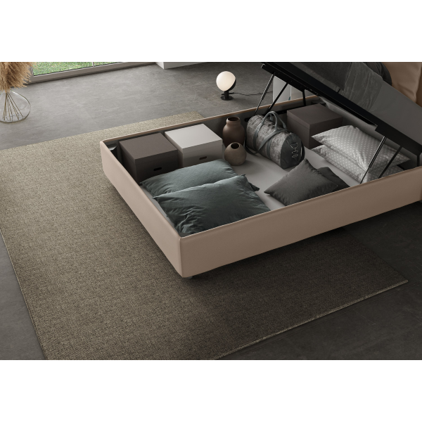 Cama Agueda 120x200 gris tórtola base y contenedor