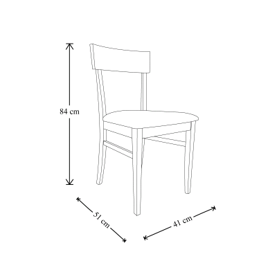 Chaise en bois avec siège éco-cuir rembourré MONACO noyer Ensemble de 2