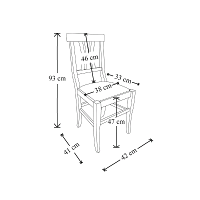 Chaise en bois avec assise rembourrée LAURA cerisier SET 2 PCS