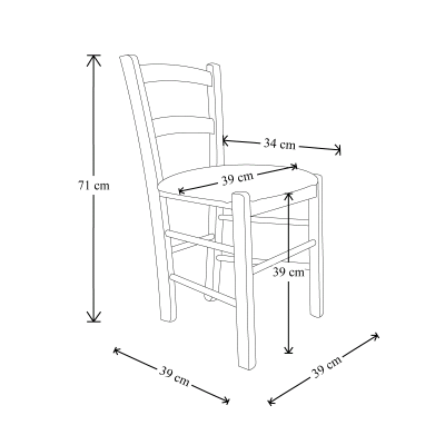 Hölzerner MEZZANA Stuhl 71x39x39 cm Sitzhöhe 39 cm