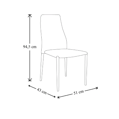 Gepolsterter Stuhl aus Kunstleder mit bezogenem Bein CLOE Grau 6 Stück