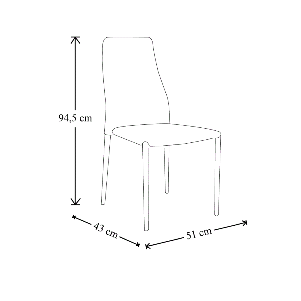 Gepolsterter Stuhl aus Kunstleder mit bezogenem Bein CLOE Grau 6 Stück