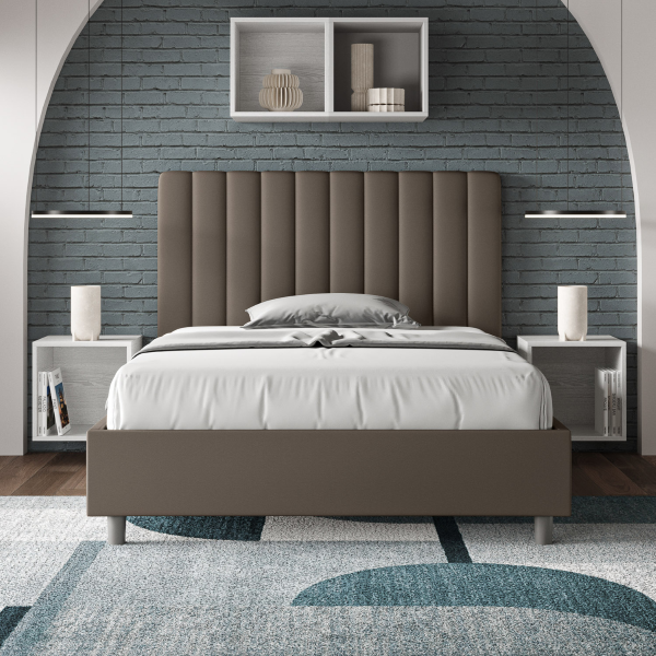 Agueda Bett L.140 D.210 Basis und Cappuccino-Behälter