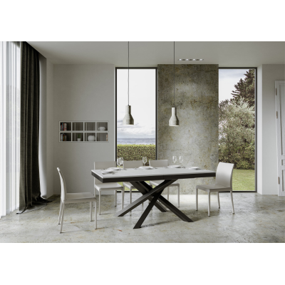 Table Volantis Evolution Dessus Frêne Blanc 90x180 Allongée 440 cadre Anthracite