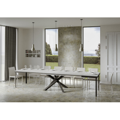 Table Volantis Evolution Dessus Frêne Blanc 90x180 Allongée 440 cadre Anthracite