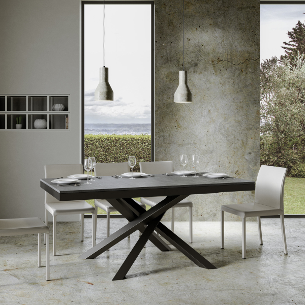 Table Volantis Evolution Dessus Ciment 90x180 Allongée 440 cadre Anthracite