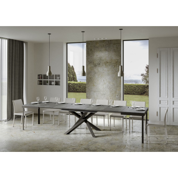 Table Volantis Evolution Dessus Ciment 90x180 Allongée 440 cadre Anthracite
