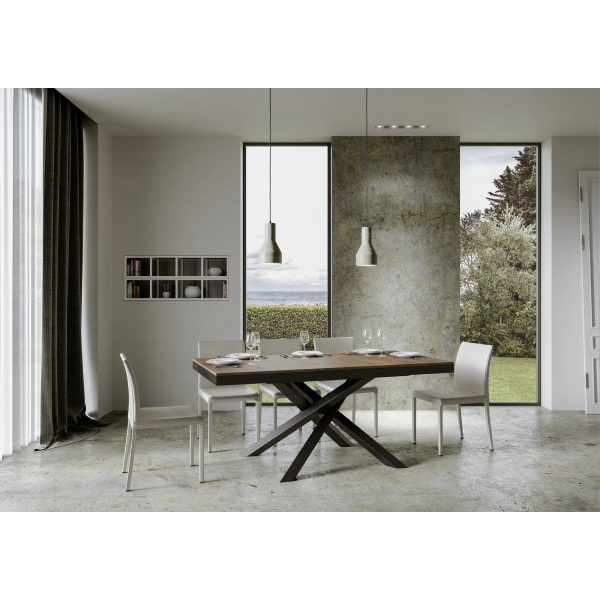 Tavolo Volantis Evolution piano Noce 90x180 Allungato 440 telaio Antracite