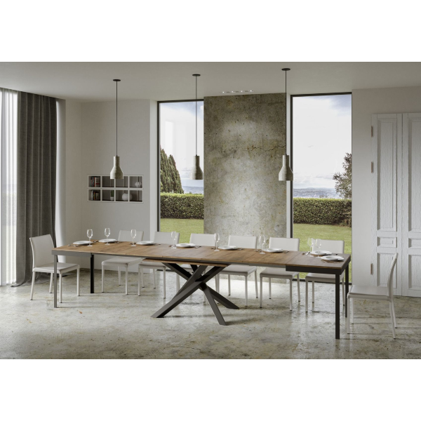 Tavolo Volantis Evolution piano Noce 90x180 Allungato 440 telaio Antracite