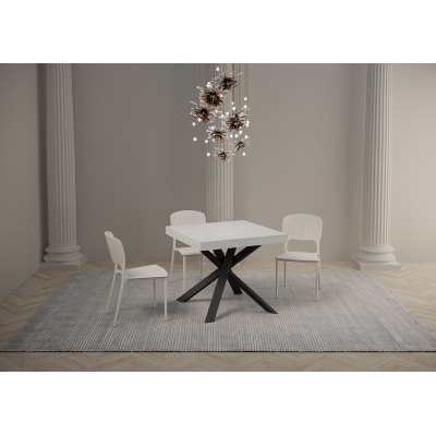 Clerk table 90x90 extended 194 White Ash top Anthracite legs