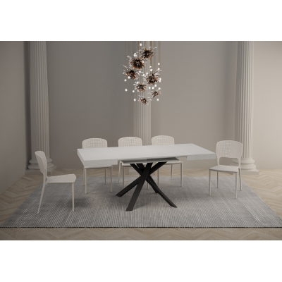 Clerk table 90x90 extended 194 White Ash top Anthracite legs