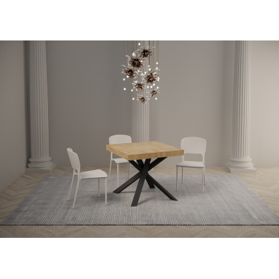 Tavolo Clerk 90x90 allungato 194 piano Quercia Natura gambe Antracite