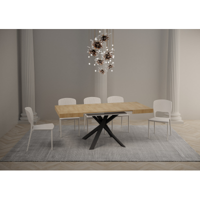 Tavolo Clerk 90x90 allungato 194 piano Quercia Natura gambe Antracite