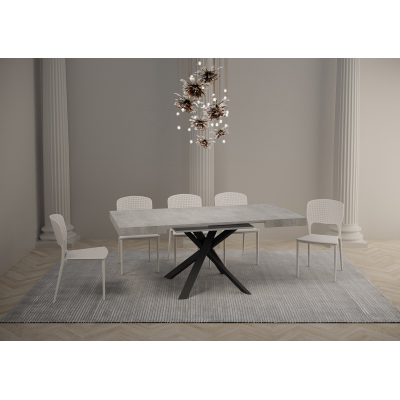 Clerk table 90x90 extended 194 Cement top Anthracite legs