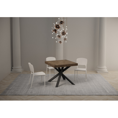 Table Clerk 90x90 extensible jusqu'à 194 Dessus Noyer / Cadre Anthracite