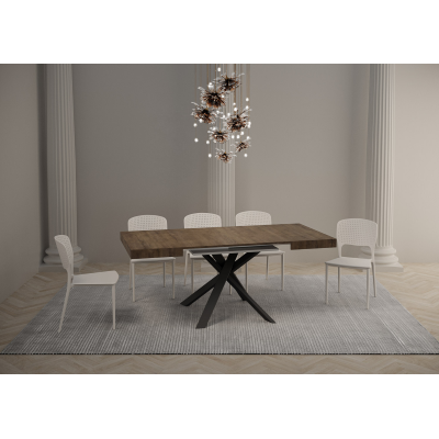 Table Clerk 90x90 extensible jusqu'à 194 Dessus Noyer / Cadre Anthracite