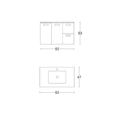 Mobile bagno sospeso 82 cm base 2 ante e 2 cassetti con lavabo ANGELA2 Quercia Bianco
