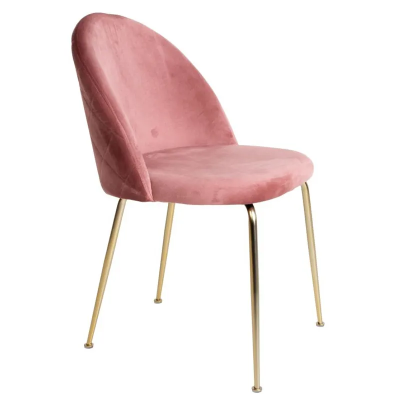 Sessel aus rosa Samt mit goldenen Metallbeinen – PARIS 2 Stühle