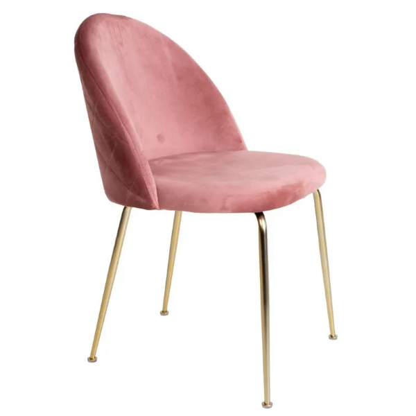 Sessel aus rosa Samt mit goldenen Metallbeinen – PARIS 2 Stühle