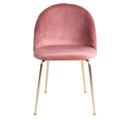 Sessel aus rosa Samt mit goldenen Metallbeinen – PARIS 2 Stühle