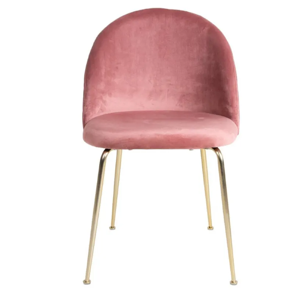 Sessel aus rosa Samt mit goldenen Metallbeinen – PARIS 2 Stühle