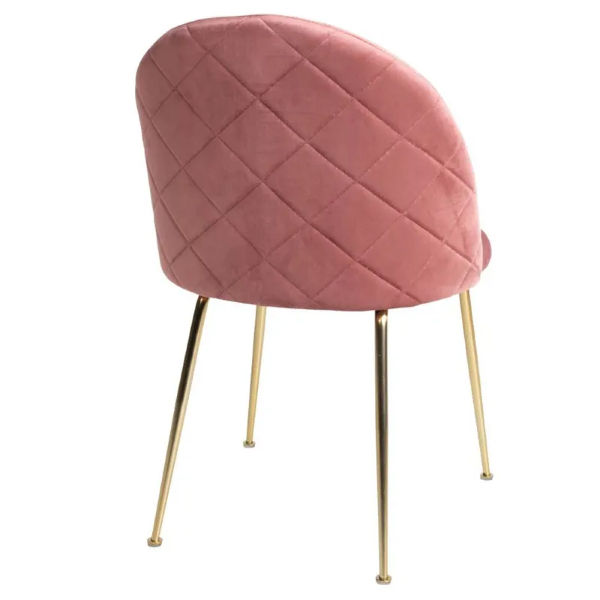 Sessel aus rosa Samt mit goldenen Metallbeinen – PARIS 2 Stühle