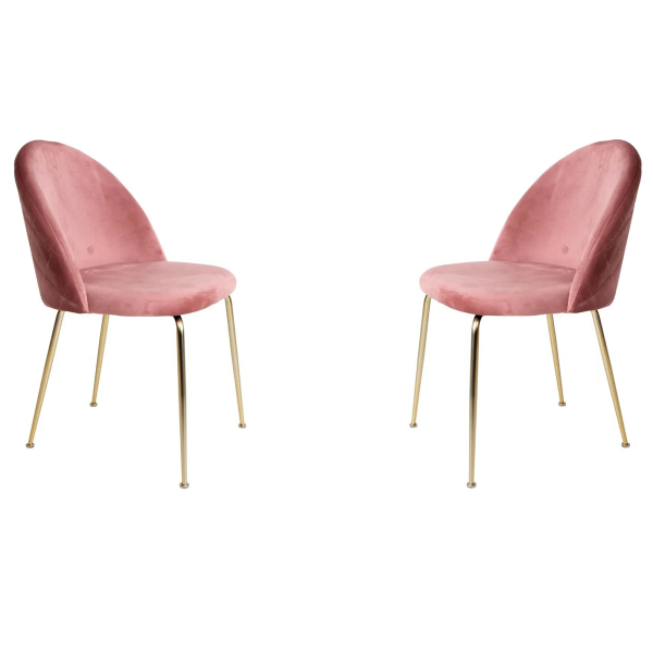 010994 - Sedia poltroncina in velluto Rosa con gambe in metallo Oro - PARIS  2 sedie 