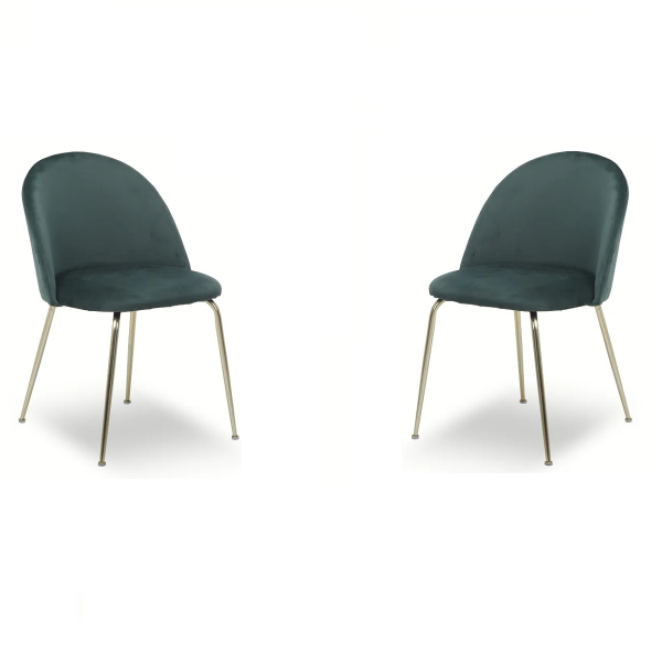 Sessel aus grünem Samt mit goldenen Metallbeinen – PARIS 2 Stühle
