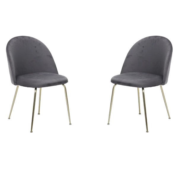 Grauer Samtsessel mit goldenen Metallbeinen – PARIS 2 Stühle