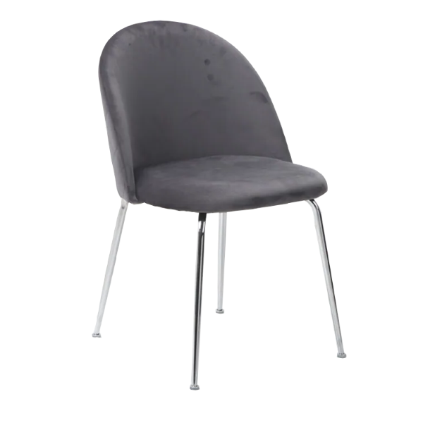 Silla de comedor de terciopelo gris oscuro con patas de metal cromado - PARIS 2 sillas