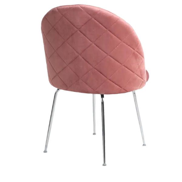 Pink velvet dining chair with Chrome metal legs - PARIS 2 chairs