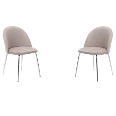 Silla de comedor de terciopelo Tortora con patas de metal cromado - PARIS 2 sillas