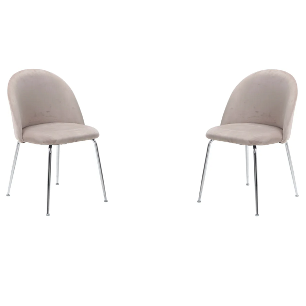 Silla de comedor de terciopelo Tortora con patas de metal cromado - PARIS 2 sillas