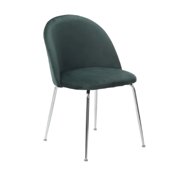 Green velvet dining chair with Chrome metal legs - PARIS 2 chairs